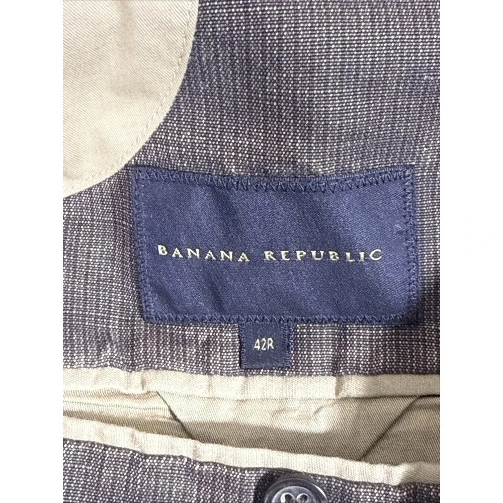 Banana Republic Blazer Mens Size 42R Linen Blend Two Button Preppy Office Career